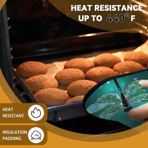 Fantasy Green Dragonfly Pot Holder Set of 2,Heat Resistant Potholders Oven Hot Pads for Kitchen Cooking Baking BBQ