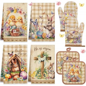 VitalCozy 8 Pcs Easter Kitchen Towels Ov...