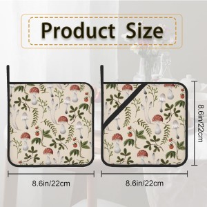 Vintage Mushroom Strawberry Pot Holder Set of 2,Heat Resistant Potholders Oven Hot Pads for Kitchen Cooking Baking BBQ