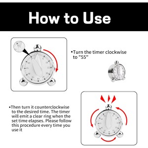 Kitchen Timers for Cooking Seniors 60 Minute Mechanical Kitchen Timer Loud Alarm Clock for Cooking Baking No Batteries Needed Visual Timer Ideal for Kitchen Management Precise Cooking Timing 1 Pack