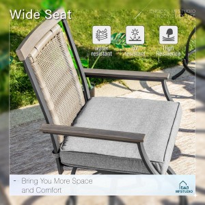MFSTUDIO 3-Piece Outdoor Bar Set with 2 Swivel Wicker Rattan Bar Chairs and 1 Metal Table, Outdoor Patio Counter Height Table and Chairs