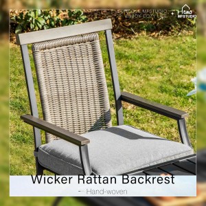 MFSTUDIO 3-Piece Outdoor Bar Set with 2 Swivel Wicker Rattan Bar Chairs and 1 Metal Table, Outdoor Patio Counter Height Table and Chairs