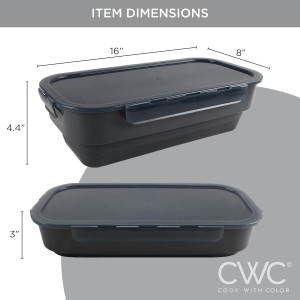 COOK WITH COLOR Collapsible Batter Bowl - Mess Free Breading Shaker Container - Great for Fried Fish, Fried Chicken, Onion Rings, Wings & More, Gray