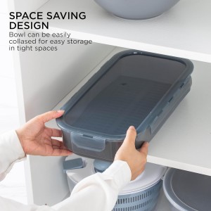 COOK WITH COLOR Collapsible Batter Bowl - Mess Free Breading Shaker Container - Great for Fried Fish, Fried Chicken, Onion Rings, Wings & More, Gray