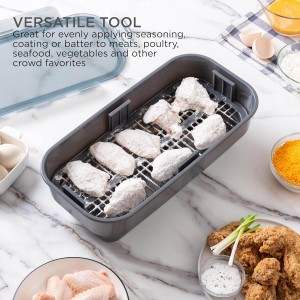 COOK WITH COLOR Collapsible Batter Bowl - Mess Free Breading Shaker Container - Great for Fried Fish, Fried Chicken, Onion Rings, Wings & More, Gray