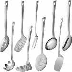 Stainless Steel Cooking Utensils Set 9 Piece, Kitchen Utensil Set Stainless Steel, Metal Cooking Tools Set, Heat Resistant, Dishwasher Safe, Premium Cooking Utensils 13-Inch