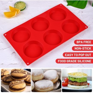CAKETIME Muffin Top Pan, Silicone Egg Molds for Breakfast Sandwiches 3 Inch Round Silicone Baking Molds for Baking English Muffins, Whoopie Pies, Corn Bread, Egg Bites, Tarts 3 Pack