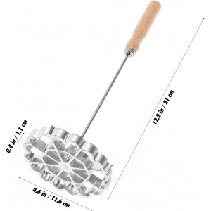 IMIKEYA Rosettes Timbale Set Aluminum Waffle Mold with Wooden Handle Ravioli Empanada Press Mold Bunuelos Cookie Homemade Frying Kitchen Gadgets