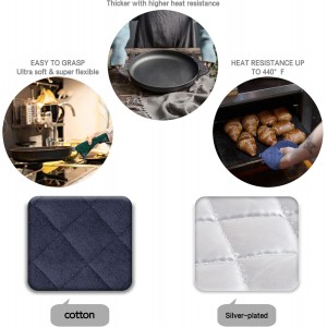 Potholders, Pot Holders for Kitchen Heat Resistant Cotton Hot Pads with Hanging Loops, 3-Pack (Blue+Gray+Green)