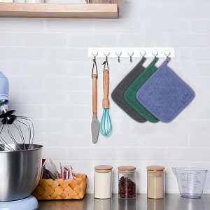 Potholders, Pot Holders for Kitchen Heat Resistant Cotton Hot Pads with Hanging Loops, 3-Pack (Blue+Gray+Green)