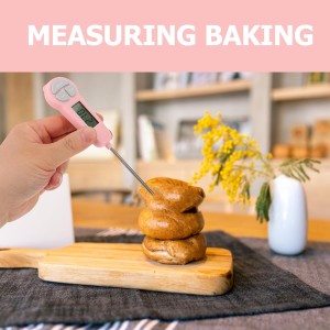 Digital Meat Thermometer Instant Read, Food Thermometer for Kitchen Oven Grill BBQ Smoker, Waterproof Probe for Cooking Grilling BBQ Baking Liquids Beef Turkey Chicken Steak Candy Temp Gauge (Pink)