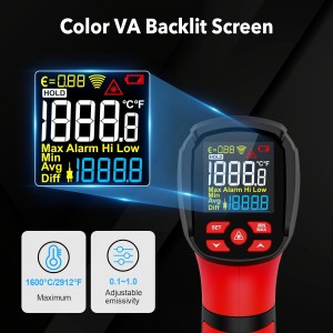 -40℉~2912℉ MESTEK Infrared Thermometer High Temperature Gun,50:1 Dual Laser Thermometer/K-Probe 14°F - 932°F, Digital Laser IR Temp Gun for Cooking,Pizza Oven, Engine, Kiln, Forging, Industrial Use
