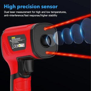 -40℉~2912℉ MESTEK Infrared Thermometer High Temperature Gun,50:1 Dual Laser Thermometer/K-Probe 14°F - 932°F, Digital Laser IR Temp Gun for Cooking,Pizza Oven, Engine, Kiln, Forging, Industrial Use