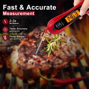 Instant Read Digital Meat Thermometer for Cooking and Baking - Accurate Food Thermometer for Ovens and Grills Red
