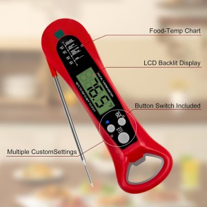 Instant Read Digital Meat Thermometer for Cooking and Baking - Accurate Food Thermometer for Ovens and Grills Red