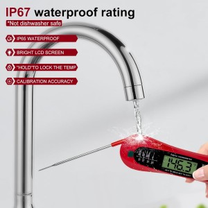 Instant Read Digital Meat Thermometer for Cooking and Baking - Accurate Food Thermometer for Ovens and Grills Red