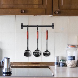 FJNATINH Wok Spatula and Ladle,Skimmer Ladle Tool Set, 17inches Spatula for Wok, 304 Stainless Steel Wok Spatula,Black