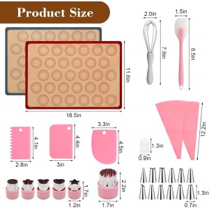 28Pcs Macaron Silicone Baking Mat Kit-2 Sheet Macaron Silicone Baking Mats 11.6