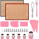 28Pcs Macaron Silicone Baking Mat Kit-2 Sheet Macaron Silicone Baking Mats 11.6