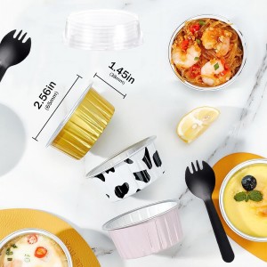 25PCS Round Mini Loaf Pans with Lids,Mini Cake Pans with Lids,Disposable Ramekins Baking Cups Muffin Tins Cupcake Cups for Wedding Birthday Party,5oz (Blue)