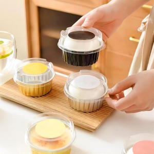 25PCS Round Mini Loaf Pans with Lids,Mini Cake Pans with Lids,Disposable Ramekins Baking Cups Muffin Tins Cupcake Cups for Wedding Birthday Party,5oz (Blue)