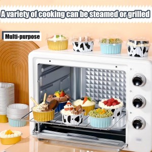 25PCS Round Mini Loaf Pans with Lids,Mini Cake Pans with Lids,Disposable Ramekins Baking Cups Muffin Tins Cupcake Cups for Wedding Birthday Party,5oz (Blue)