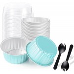 25PCS Round Mini Loaf Pans with Lids,Mini Cake Pans with Lids,Disposable Ramekins Baking Cups Muffin Tins Cupcake Cups for Wedding Birthday Party,5oz (Blue)