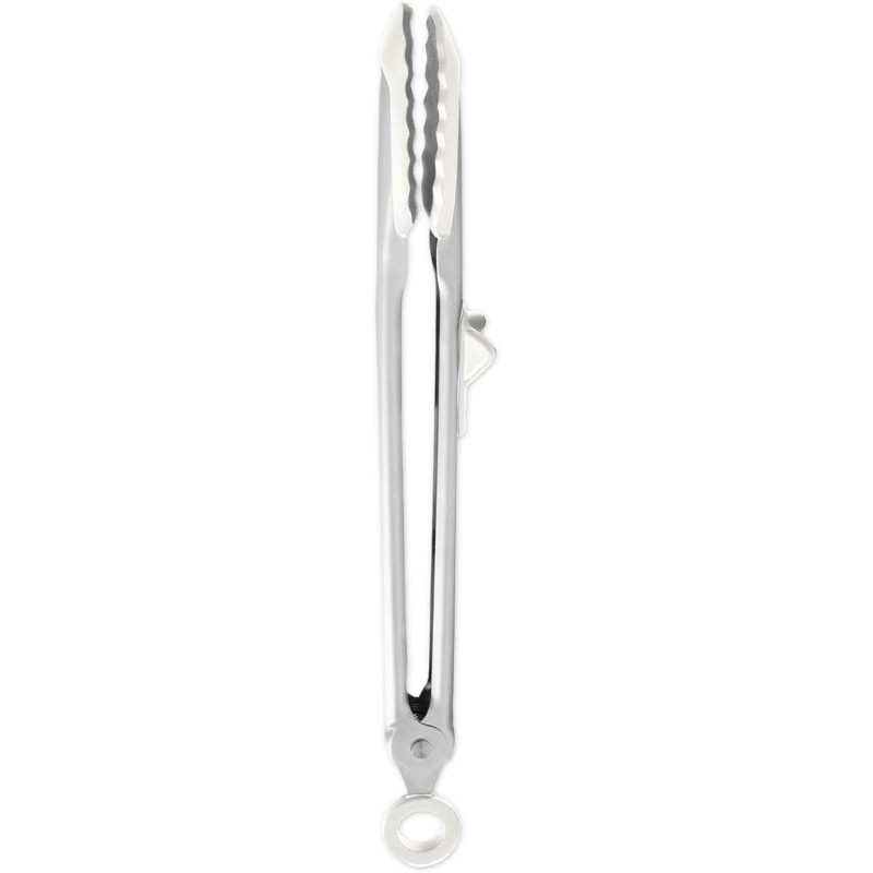 Tovolo Tongs With Silicone Tips Easy Grip 13” Long Kitchen Tongs Stainless Steel Handle For Cooking BBQ, Non Scratch Heat Resistant Locking Metal Silicone Tipped Dishwasher Safe BPA Free, White