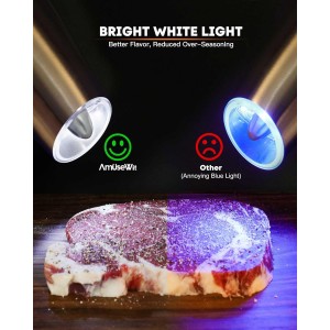 AmuseWit Gravity Electric Salt and Pepper Grinder Set [White Light] USB Rechargeable Automatic Pepper and Salt Mills,Adjustable Coarseness,One-Handed Operation,Stainless Steel