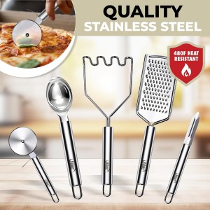 Kaluns 50 PCS Silicone Kitchen Utensils Set Complete Kitchen Set - 800°F Heat Resistant Non-Stick Premium Cooking Utensils W Wooden Handles - Can Opener, Masher, Turner, Silicone Spatula Set