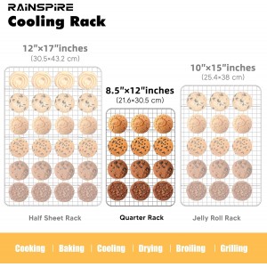 Rainspire Cooling Rack Stainless Steel, Heavy Duty Cooling Racks for Cooking and Baking, Oven Safe Wire Rack for Cooking, Baking Rack for Oven Cooking Fits Quarter Sheet Pan, 8.5