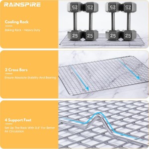Rainspire Cooling Rack Stainless Steel, Heavy Duty Cooling Racks for Cooking and Baking, Oven Safe Wire Rack for Cooking, Baking Rack for Oven Cooking Fits Quarter Sheet Pan, 8.5