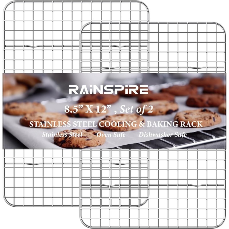 Rainspire Cooling Rack Stainless Steel, Heavy Duty Cooling Racks for Cooking and Baking, Oven Safe Wire Rack for Cooking, Baking Rack for Oven Cooking Fits Quarter Sheet Pan, 8.5
