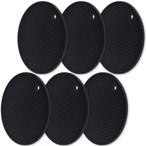homEdge Silicone Round Trivets, 6 Pack H...