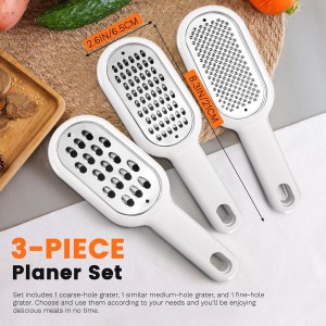 3 Pack Hand Held Cheese Grater for Kitchen Stainless Steel, Small Stackable Storage Zester Grater with Handle for Cheese Lemon Ginger Nutmeg Garlic Citrus Potato