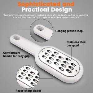 3 Pack Hand Held Cheese Grater for Kitchen Stainless Steel, Small Stackable Storage Zester Grater with Handle for Cheese Lemon Ginger Nutmeg Garlic Citrus Potato