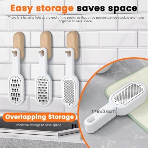 3 Pack Hand Held Cheese Grater for Kitchen Stainless Steel, Small Stackable Storage Zester Grater with Handle for Cheese Lemon Ginger Nutmeg Garlic Citrus Potato
