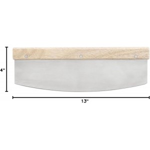 Santa Barbara Design Studio Pizza Rocker Stainless Steel and Oak Cutter, 13