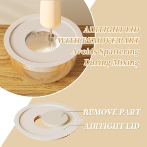 Mixing Bowls with Lids Set, 6 Piece Stainless Steel Nesting Storage Bowls for Kitchen, with 3 Grater Attachments & Non-Slip Bottoms, Size 5.5,3.5,2.5,2.1,1.5,1.1 QT