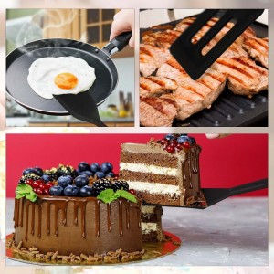 2 Pieces Mini Silicone Spatula, Nonstick Silicone Serve Turner, Small Spatulas for Kitchen Cooking, Heat Resistant Cookie Slotted Spatula (Black)