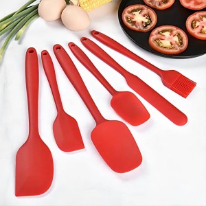 6 Pieces Silicone Spatula Set, Food Grade Rubber Spatula,Kitchen Tools for Baking, Cooking, Stirring (Red)