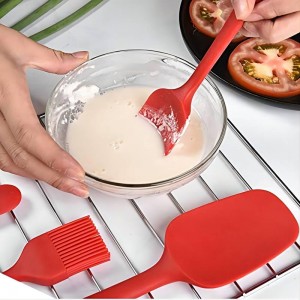 6 Pieces Silicone Spatula Set, Food Grade Rubber Spatula,Kitchen Tools for Baking, Cooking, Stirring (Red)
