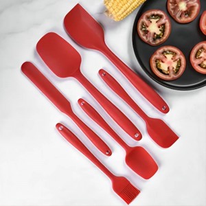 6 Pieces Silicone Spatula Set, Food Grade Rubber Spatula,Kitchen Tools for Baking, Cooking, Stirring (Red)