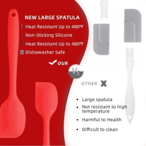 6 Pieces Silicone Spatula Set, Food Grade Rubber Spatula,Kitchen Tools for Baking, Cooking, Stirring (Red)
