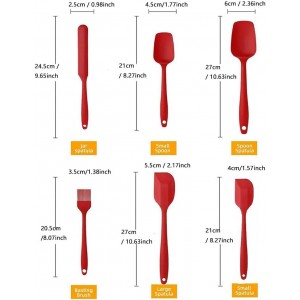 6 Pieces Silicone Spatula Set, Food Grade Rubber Spatula,Kitchen Tools for Baking, Cooking, Stirring (Red)