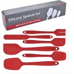 6 Pieces Silicone Spatula Set, Food Grade Rubber Spatula,Kitchen Tools for Baking, Cooking, Stirring (Red)
