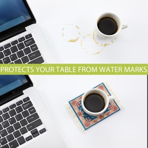 Preboun 10 Pcs Rug Table Coasters Table Drink Holder Vintage Oriental Design Fabric Carpet Drink Mat Moroccan Oriental Design Fabric Elegant Carpet Middle Eastern Gifts for Home Kitchen Bar(Classic)