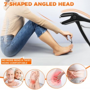 Toenail Clippers for Thick Toenails for Seniors, Angled Head Long Handled Toe Nail Clippers for Men with Wide Jaw Opening, Heavy Duty Large Finger Nail Clippers Adult Cutter with Catcher, Black