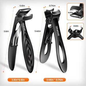 Toenail Clippers for Thick Toenails for Seniors, Angled Head Long Handled Toe Nail Clippers for Men with Wide Jaw Opening, Heavy Duty Large Finger Nail Clippers Adult Cutter with Catcher, Black