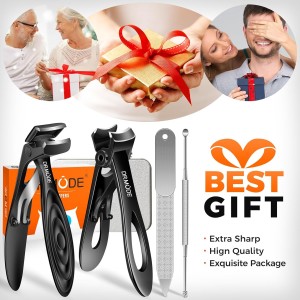 Toenail Clippers for Thick Toenails for Seniors, Angled Head Long Handled Toe Nail Clippers for Men with Wide Jaw Opening, Heavy Duty Large Finger Nail Clippers Adult Cutter with Catcher, Black